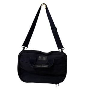 Lands End Navy Blue Cotton Duck Canvas Messenger Computer Bag 13x16x3 USA made